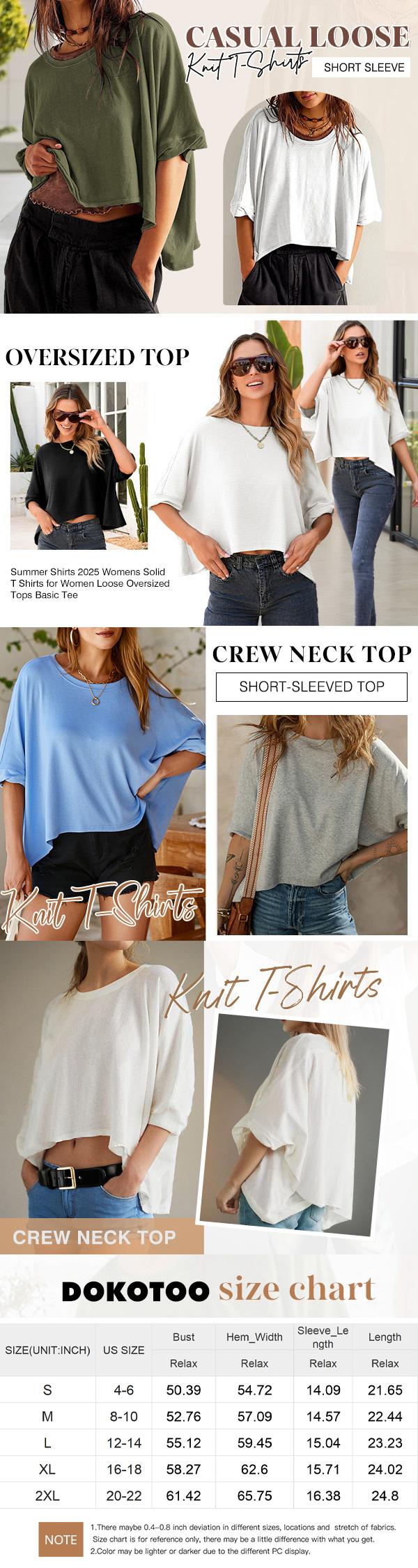 Dokotoo Women's Tops for Women 2026 Loose Oversized Basic Tee Comfortable Soft Fabric Flattering Fit - Womenswear Dokotoo Women's Tops for Women 2026 Loose Oversized Basic Tee Comfortable Soft Fabric Flattering Fit - Womenswear