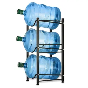 3-Tier Water Jug Rack, 5Gallon Detachable Water Bottle Holder with Rubber Bottom for Kitchen, Office, Silver, Durable and Space Saving Metal Organiser