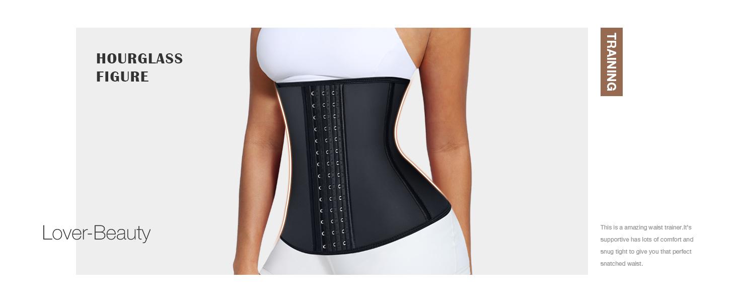 FeelinGirl Waist Cincher Corset for Women Compression Shapewear Hook Latex Waist Trainer Latex XXS-6XL Fit Soft Underwear Comfort  Spaghetti Strap
