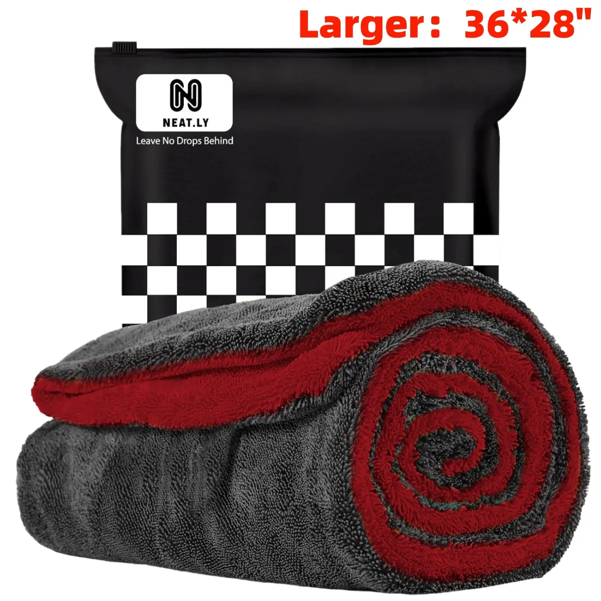 Largest 36*28 Inch Microfiber Car Drying Towel, 1300GSM Double Twisted Loop Ultra-Absorbent Auto Accessory for Automotive Detailing, Car Care Products, Vehicle Wash Kit