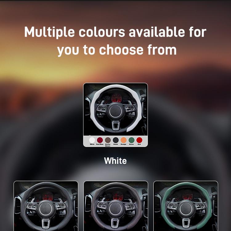 SUPEREVER Napa Leather Car Steering Wheel Cover - 15 Inch, 4-Season Universal Fit, Enhanced Grip, Elevated Style, Non-Bulky & Modern Design, Anti-Slip, Sweat-Absorbent, Comfortable & Premium Quality