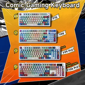 【2026 Gift】Aula F75~F99~F99PRO~F106PRO Mechanical Keyboard, Wireless RGB Backlit Gaming Keyboard w/Knob, 81 Keys Compact Gasket Mount Pre-lubed Hot-Swap Reaper Switches, Bluetooth/2.4GHz/Type-C, Creamy Sound Manga Keycaps