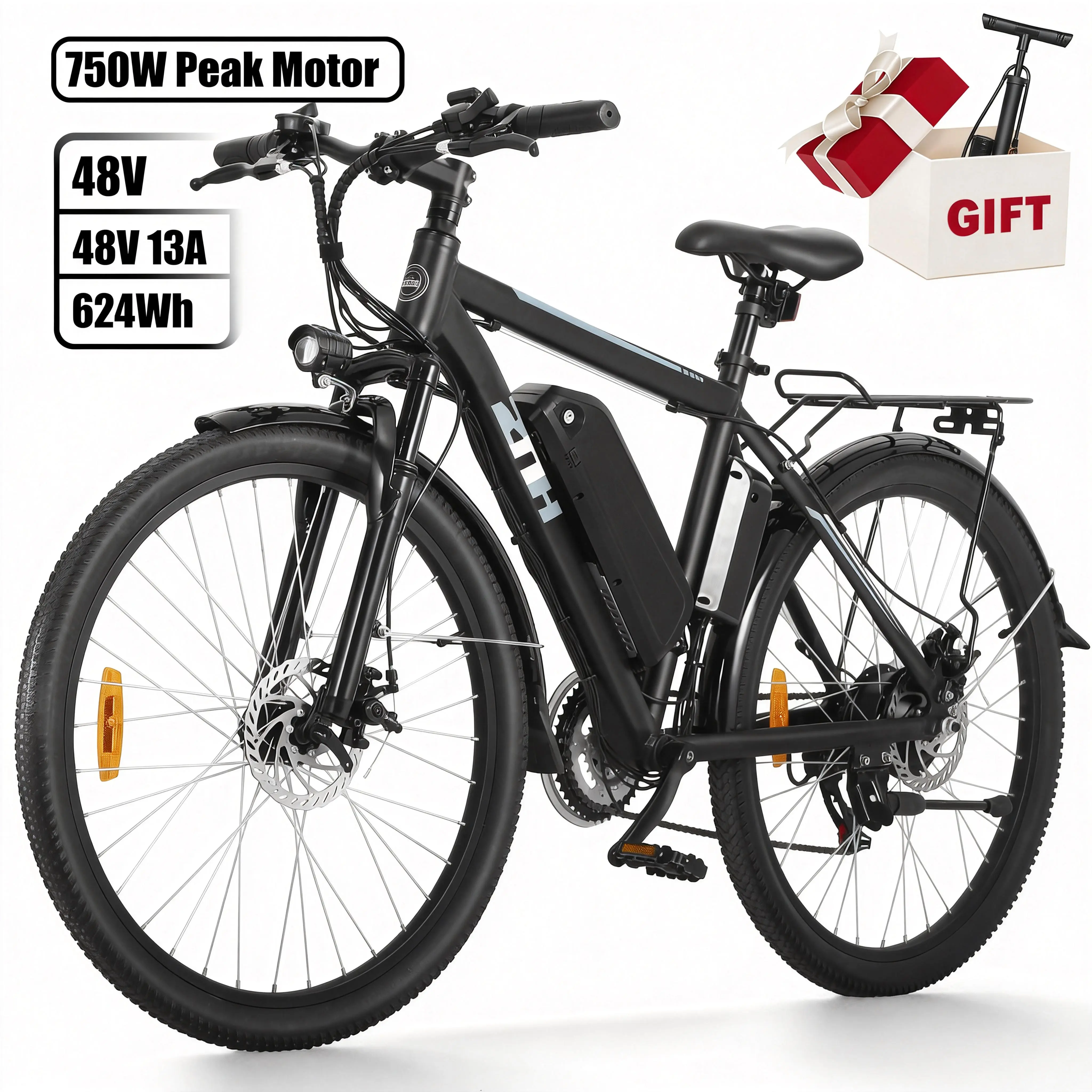 ZNH Electric Bike for Adult 750w Powerful Motor,48V/13AH Removable Battery,Max 25 mph, 26" Durable Tire, off-road Ebike & Mountain Bike,21-Speed,UL2849