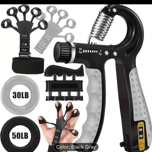 Grip Strengthener Set Hand Grip Exerciser Adjustable 5-60LBS Forearm Workout Kit for Men Women Black Gray