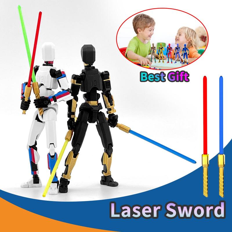 Premium T13 5-Pack Action Figures Pre-Assembled 3D Printed Multi-Colored Robots (Titan/Nova/Lucky/Dummy 13) with Laser Saber | Figura de Acción