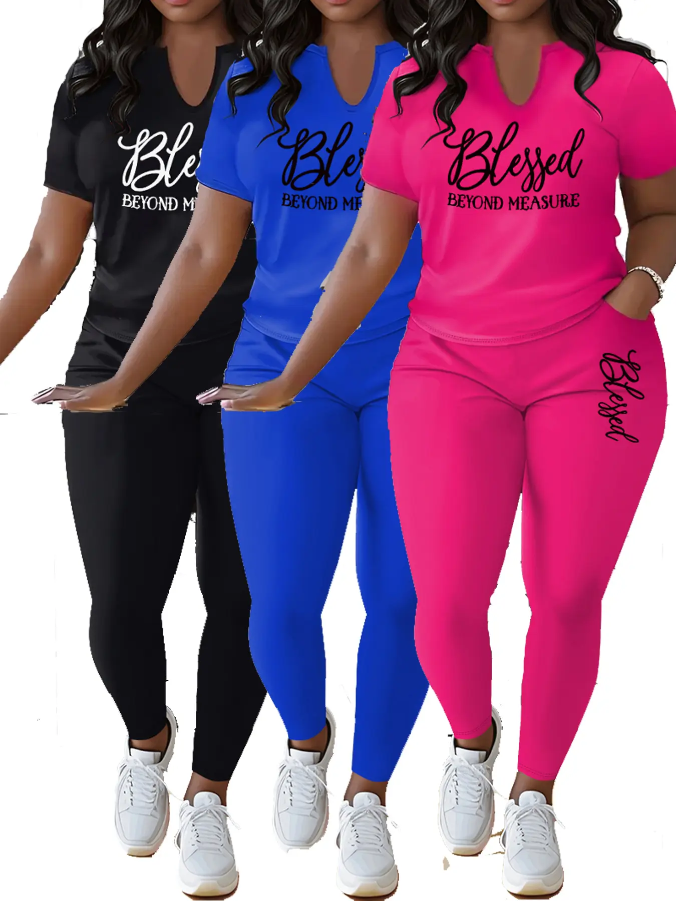 Women's Plus Size Matching Workout Set - 2-Piece Knit Polyester Blend Loungewear, Feminine Long Sleeve Crewneck Top & Sweatpant Bottom, Casual Athletic Comfy Outfit, Ideal Gift