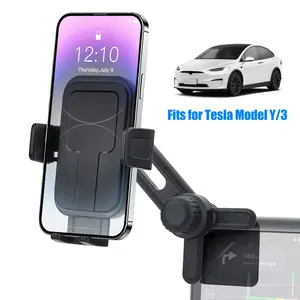 Adjustable Car Phone Holder for Tesla Model Y/Model 3/Cybertruck-360° Rotatable Screen Clip Holder,Tesla Car Holder Accesories for 4-7" Smartphones
