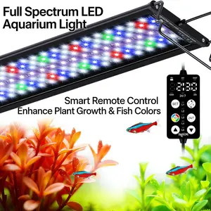 SEAOURA Full Spectrum Aquarium LED Light with 24/7 Cycle & Power-Off Memory Eight colors 20 Brightness for Freshwater Planted Tanks 12-18in lighting Brackets betta fish aquariumlight