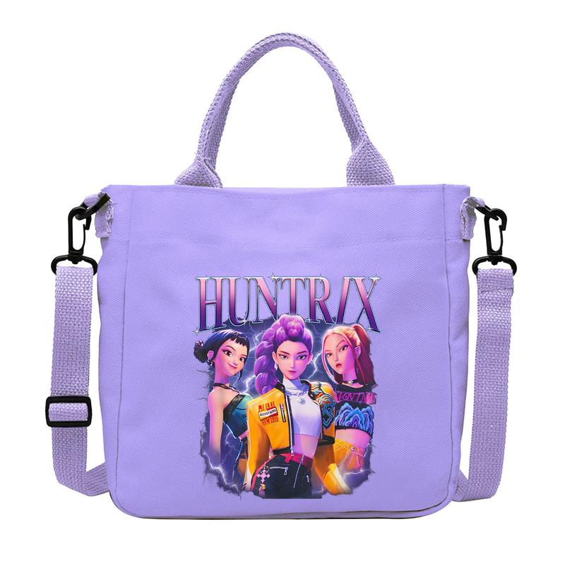 K-Pop Demon Hunter Shoulder Bag – Cute Cartoon Rumi, Mira & Zoey Print Crossbody Tote, Large Capacity Gift Bag