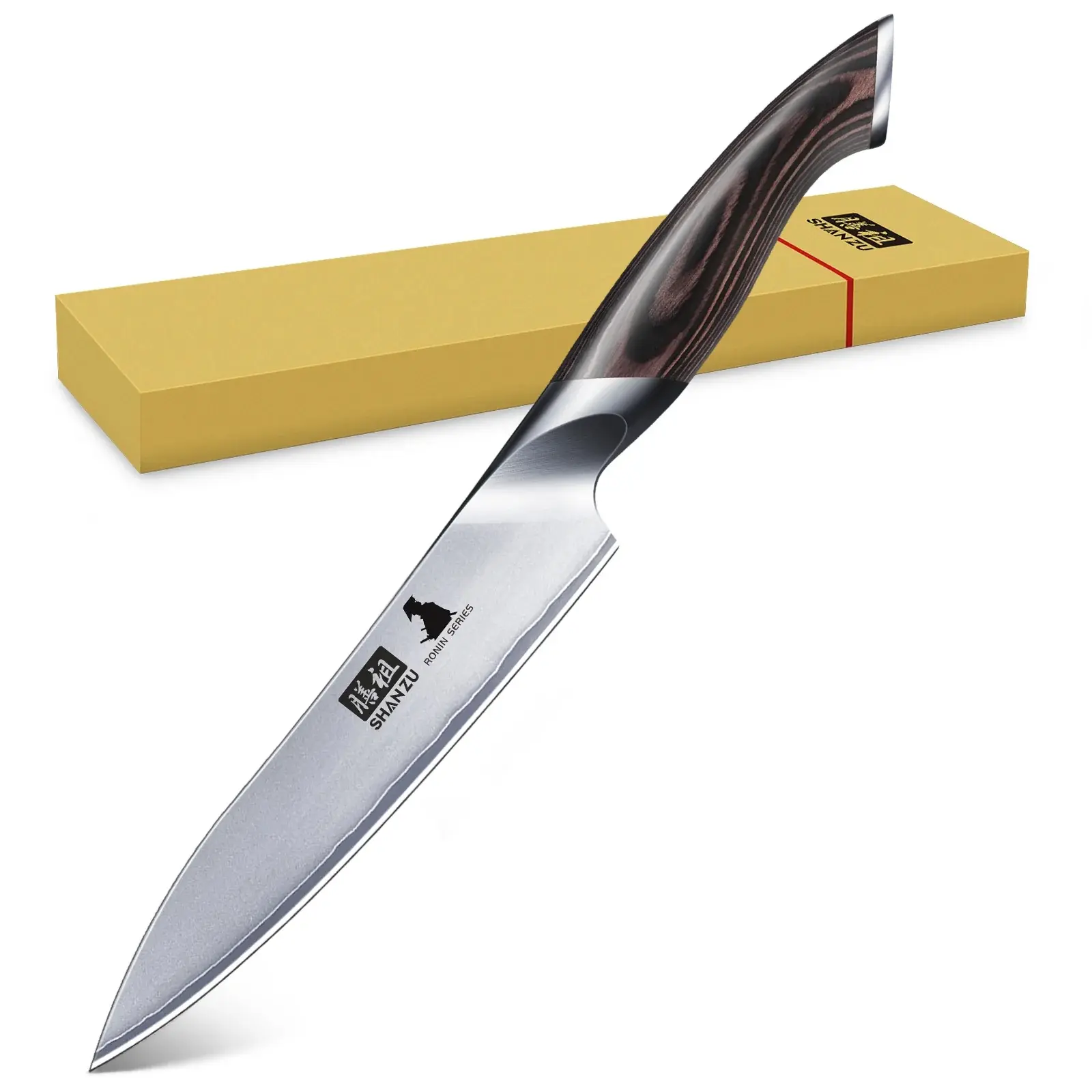 SHAN ZU RONIN Kitchen Knife - 6-Inch (152mm) Multi-Purpose Blade, Ergonomic Acacia Wood Handle, Ideal Cooking Gift for Home Chefs sohochic
