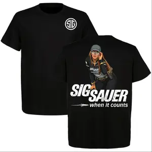 SIG Sauer T-shirt with Female Shooter Graphic, Sig Sauer Tee, Tactical Style, Made in USA