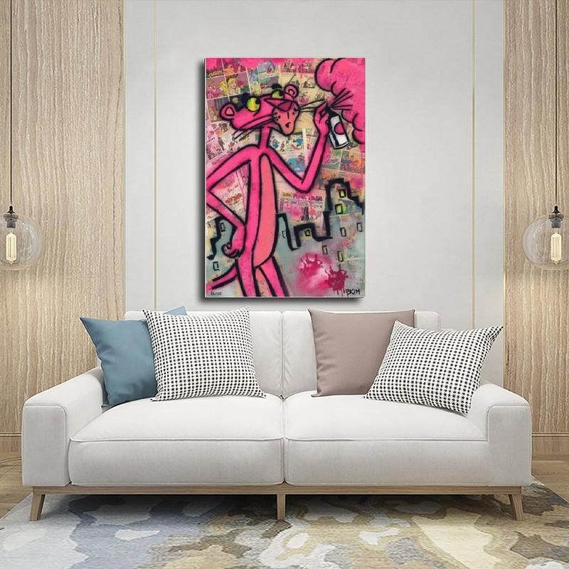 Pink Panther Street Art Graffiti Edition Print, Poster with Spray Decor Kitchen
