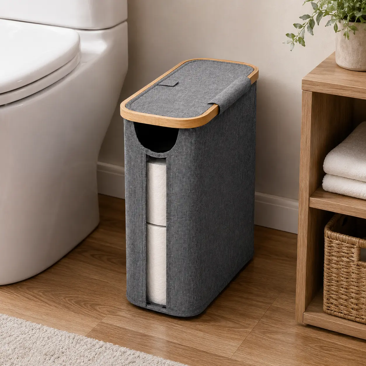 MAYSTAR Bathroom Toilet Paper Storage Basket - 9-Roll Capacity, Stackable, Foldable, Single-Piece, Water-Resistant, Eco-Friendly Accessible Toilet Paper Storage Container, Accessible Toilet Paper Storage Containers