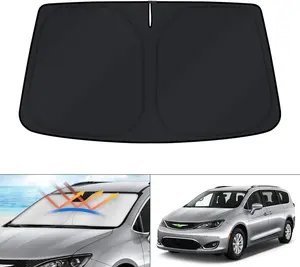 Canvcle Windshield Sun Shade for Chrysler Pacifica Minivan 2017-2025 Full Coverage Reflective Fabric UV Protection Foldable Sun Visor Protector