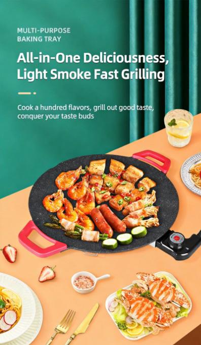 Multifunctional Electric Grill Indoor Non-Stick Smokeless Griddle for Home Cooking