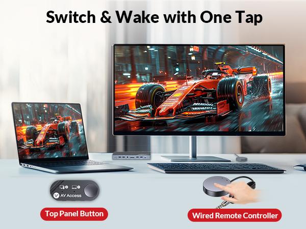 AV Access iDock B10 KVM Switch Docking Station for Laptop & Desktop, 8K@60Hz Dual Monitors, 100W Charging, High-Speed USB 3.2, 1G Ethernet, 4K@165/144/120Hz for Gaming