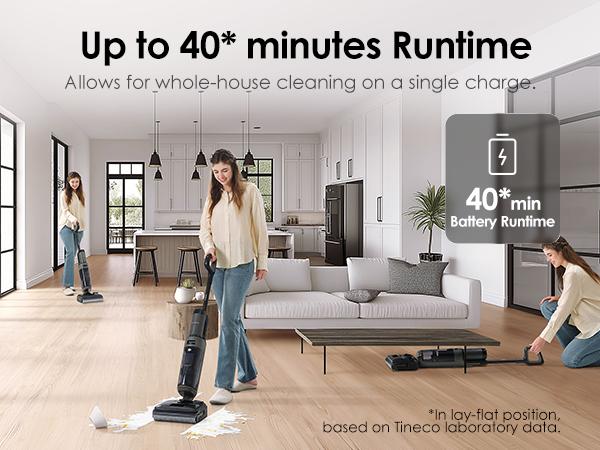 Tineco FLOOR ONE i6 Stretch Wet Dry Vacuum Cleaner,Vacuum & Mop in One Step,20kPa Powerful Suction,180° Lay-flat Design,Anti-Tangle Design,Full-path Self-cleaning&5min Drying with 85℃(185℉) Air,Up to 40* minutes Runtime,Upgraded Pouch Cell