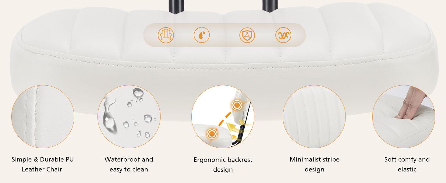 Furnest Compact Office Chair Height Adjustable Rolling Swivel Desk Chair with PU Leather, Armless Task Chair for Small Spaces, Home, Bedroom