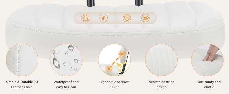 Furnest Compact Office Chair Height Adjustable Rolling Swivel Desk Chair with PU Leather, Armless Task Chair for Small Spaces, Home, Bedroom