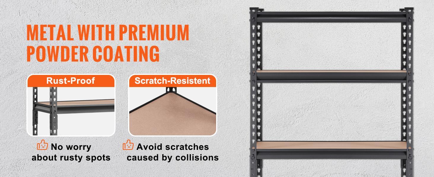 VEVOR Storage Shelving Unit, TikTokShopBlackFriday, 5-Tier Adjustable, 2000 lbs Capacity, Heavy Duty Garage Shelves Metal Organizer Utility Rack, Black, 30" L x 12" W x 60" H for Kitchen Pantry Basement Bathroom Steel Set