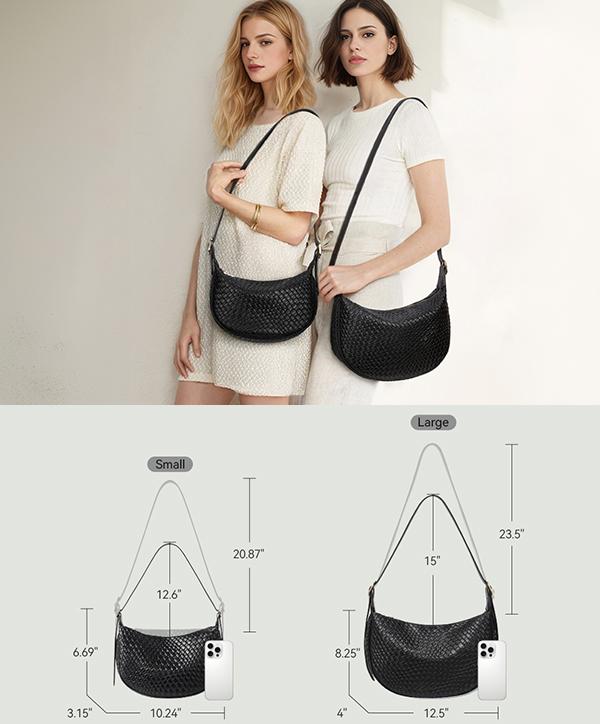 BOSTANTEN Woven Shoulder Bags for Women Tote Bags Retro Crossbody Bags Leather Luxury Purse Hobo Handbag with Adjustable Strap