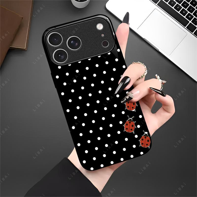 8 Vers Ladybug Polka Dots Tough Phone Case, Cutest Design Case For Her iPhone 11, 12, 13, 14, 15, 16 17 and Samsung S25 S24 S23 S22 S21 creative design phone case-952