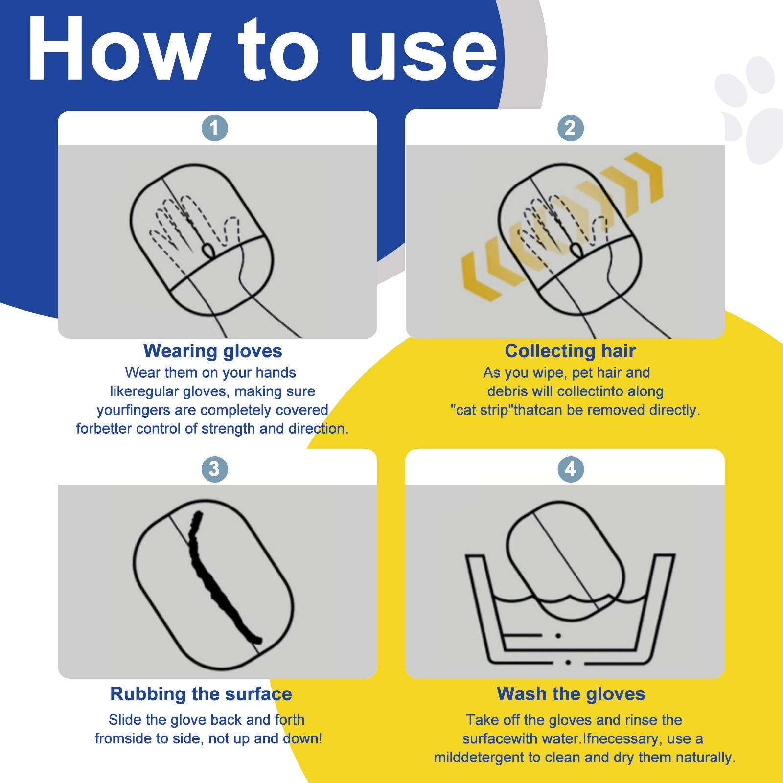 Reusable Electrostatic Pet Hair Removal Gloves – Double-Sided Grooming Mitt for Cats & Dogs | Gentle Deshedding Glove for Furniture, Clothes, Car, Carpet & Bedding (No Battery Needed)