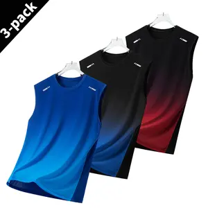 Men’s Gradient Lightweight Athletic Tank Top, Stretchy Reflective Stripe Fabric, Breathable Summer Daily Casual Active Wear