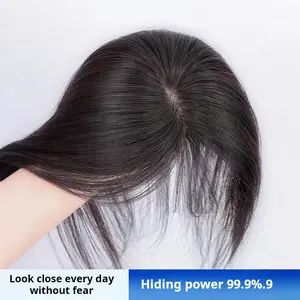 Full clip-in hairpiece for women, adds volume on top, covers gray hair, can part freely, natural hairline, real hair bangs hair topper