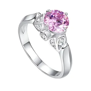Fancy 1.25 Ct Pink Round Diamond Option Flower Engagement Ring