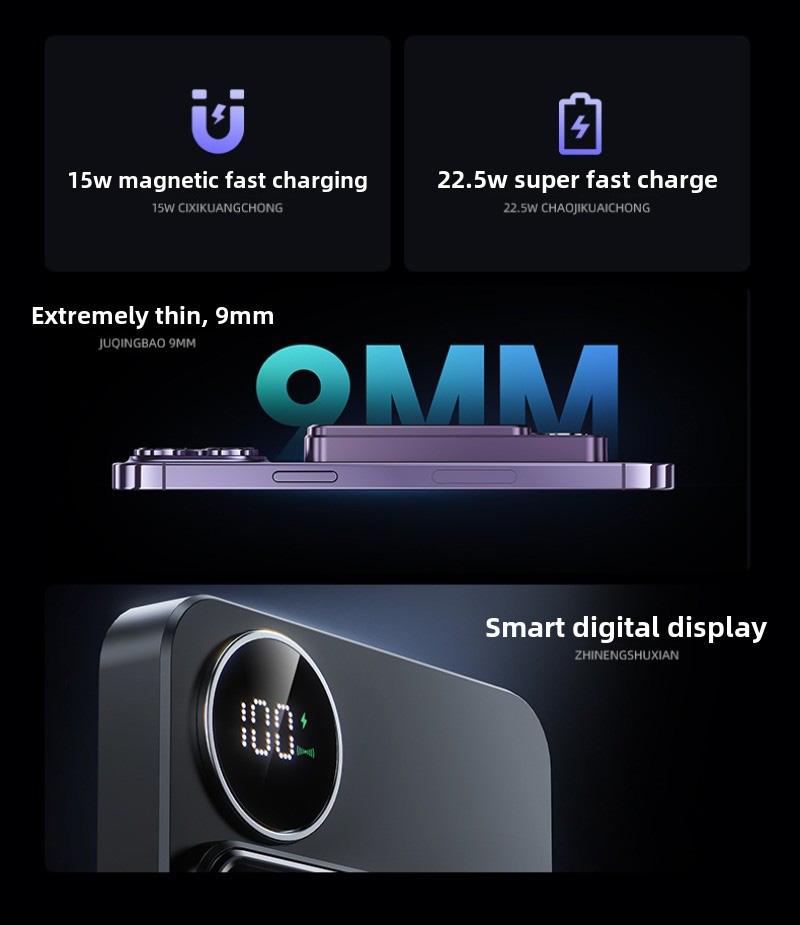 Magnetic 10000mAh 22.5W Fast Charger Power Bank Ultra-Thin Design for iPhone 12,13,14,15,16,17 Wireless PD20W Dual Charging Micro USB Portable  Battery Quality Money-Back Guarantee