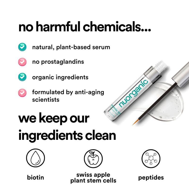 nuorganic Eyelash Growth Serum 8ML to Grow Thicker, Longer Lashes, Developed by Anti-Aging Scientists, Clean Formulation, No Prostaglandins, 8ML, Skin Care
