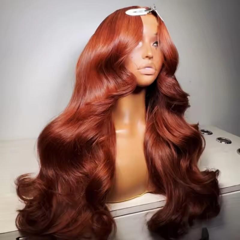 Bling Hair Body Wave Reddish Brown Human Hair Wigs 13x6 HD Transparent Lace Front Wigs Pre Plucked Auburn Brown 13x4 HD Lace Wig Human Hair