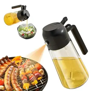 2 in 1 Oil Sprayer, Glass Oil Spray Bottle, Food-grade Oil Sprayer for Air Fryer, Frying, Salad, Barbecue, Kitchen Accessories, Dispensers