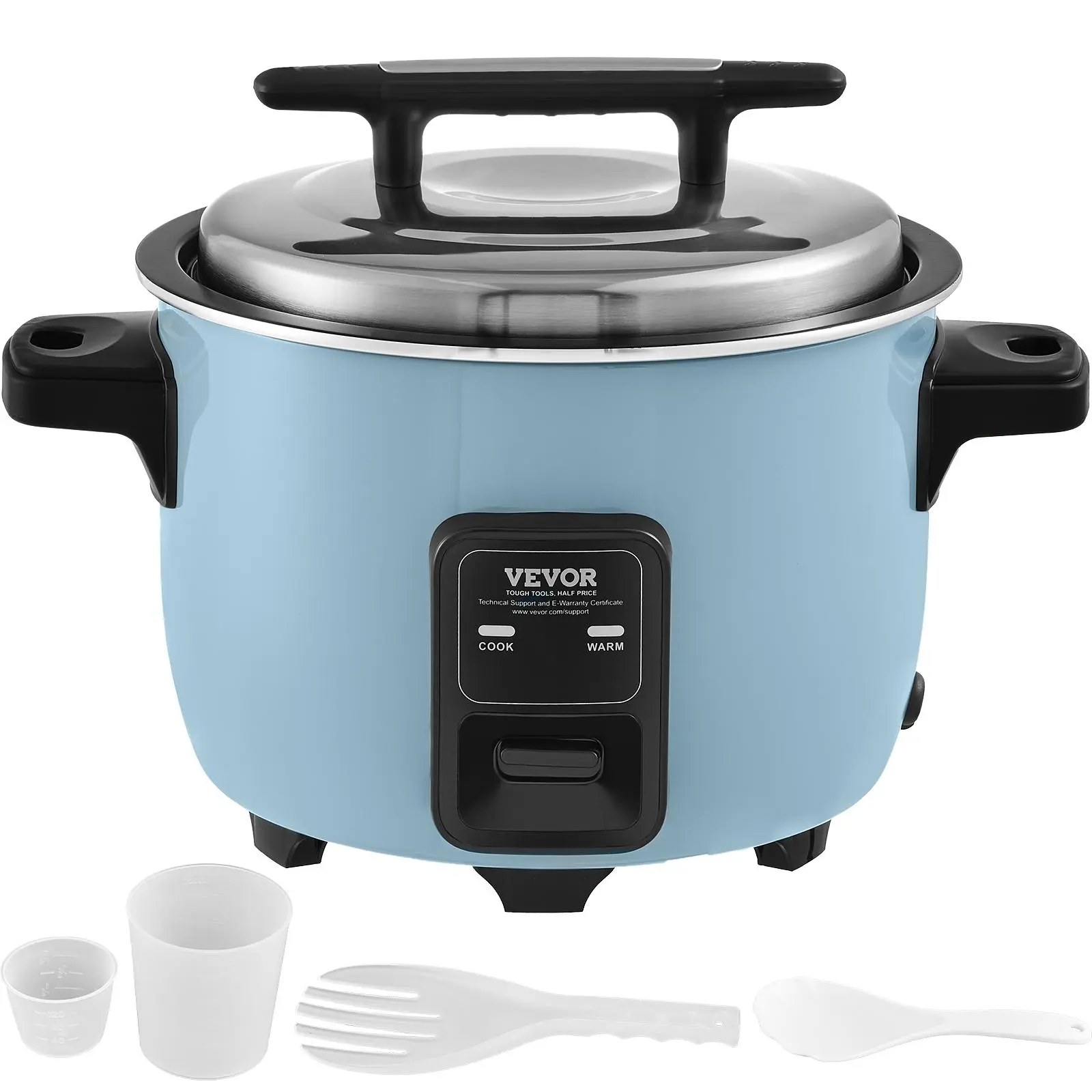 【summerfinds】VEVOR Commercial Rice Cooker, 60-Cup Rice Cooker, 13.74 Qt / 13 Liter Large Rice Cooker and Warmer with Nonstick Inner Pot, Fast Cooking and 24-Hour Keep Warm, with Rice Cup and Paddle, for Restaurant