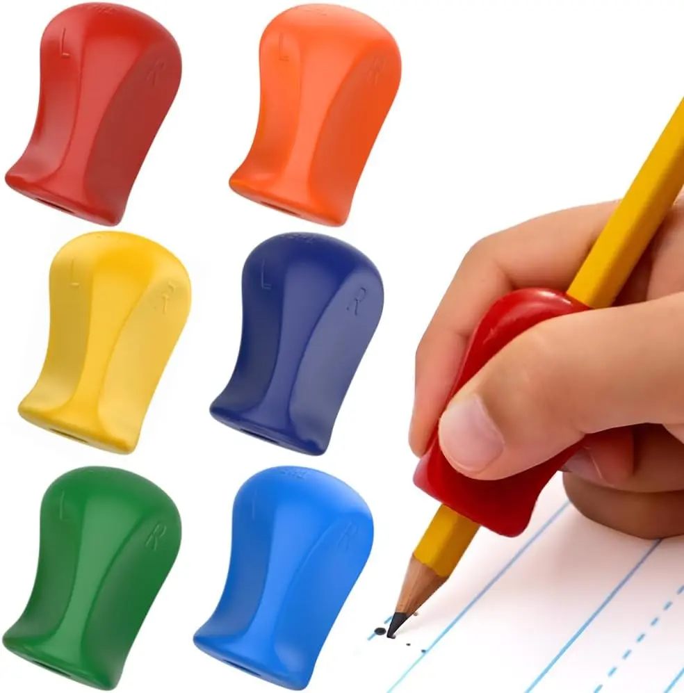 The Pencil Grip Original Pencil Grippers 6 Pcs, Improves Kids Handwriting, Ergonomic Pen Holder for Righties & Lefties, Ideal for Kids