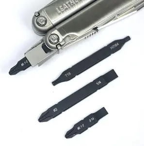 4Pack Replacement Flat Bit Kit for Leatherman,Two-Sided Screwdriver Bit- Long Phillips #2 and 1/4" Screwdriver &Torx #15 and Hex 7/64" Short Phillips #1-2 and 3/16" (S2 Steel)