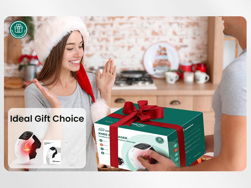 Snailax Cordless Knee Massager with Heat, 3 Vibration Modes & 3 Heating Levels, LED Touch Screen, Ergonomic Design, Gifts for Men & Women