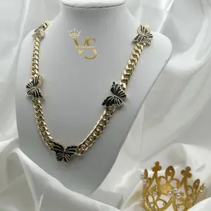 Valdes Luxury Butterfly Monaco Chain – 14K Gold Plated Laminated Gold Jewelry with Butterfly Design, High Quality Everyday Necklac