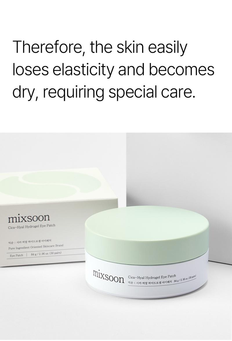 [mixsoon Official Shop] Cica-Hyal Hydrogel Eye Patch 30 pairs (60ea) - Skin Calming & Moisture Replenishment Eye Patch, Korean Skincare for Glass Skin