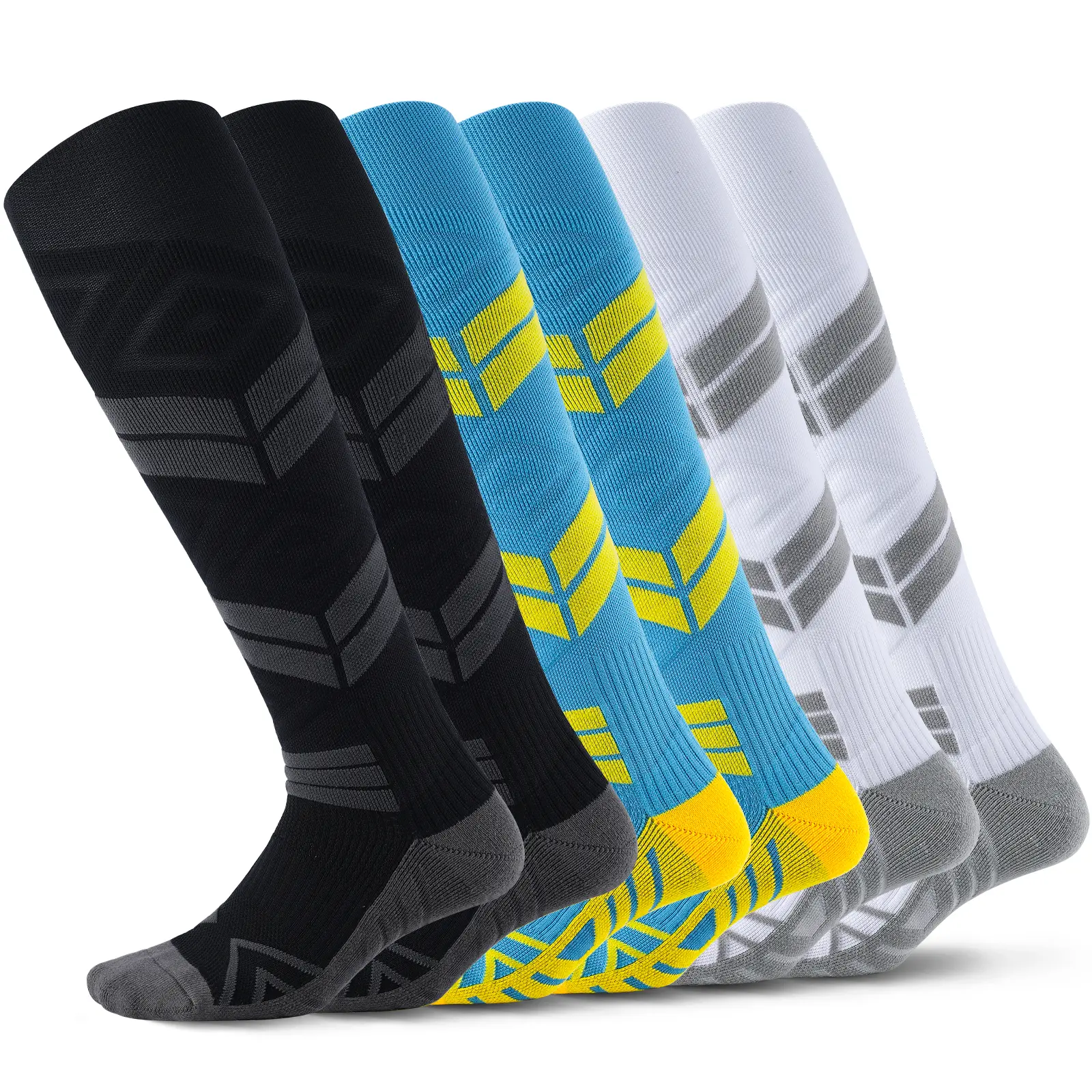 ANLISM Men's Compression Soccer Socks 3 Pairs Non-Slip Moisture-Wicking Athletic Socks for Fall Winter Ideal for Soccer Training Matches Sports Workouts Perfect Gifts Professional Sport Sock