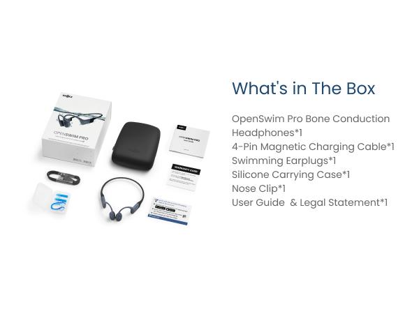 SHOKZ OpenSwim Pro - Open-Ear Bone Conduction Bluetooth Headphones & 32GB MP3 Player, IP68 Waterproof, Secure Fit for Workouts, Running and Swimming