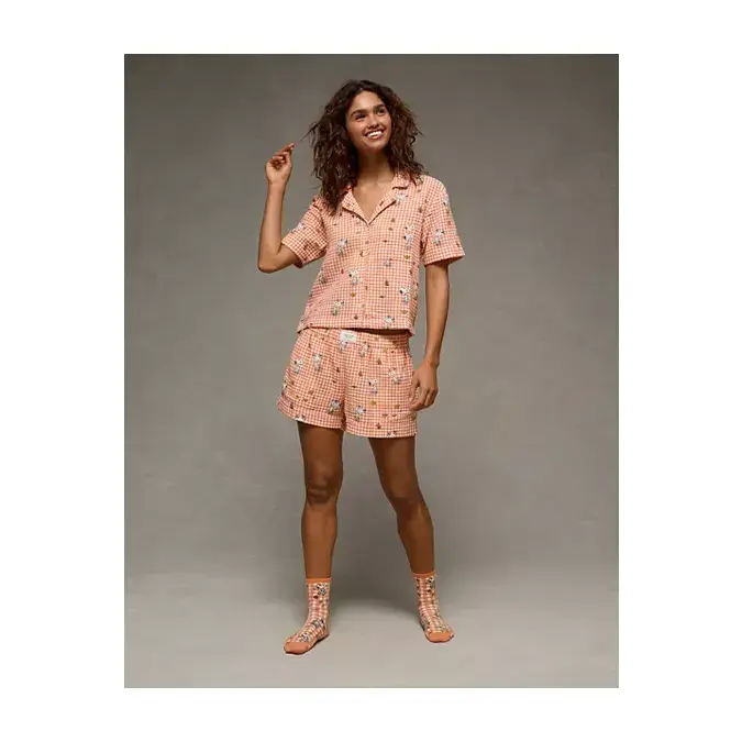 AE Snoopy Cotton Gauze Short-Sleeve PJ Set
