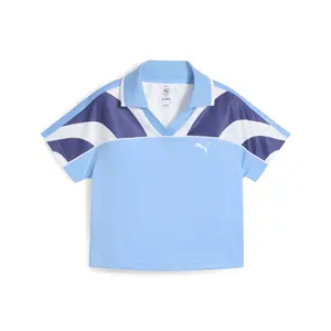 PUMA Womens Future Archive Jersey Baby Crew Neck Short Sleeve Casual Tops Casual - Blue