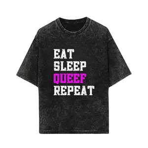 Gooner Funny Gooning Meme Eat Sleep queef Repeat T-Shirt Made in USA Knitted Pure Cotton Comfortable T-shirt for Men and Women