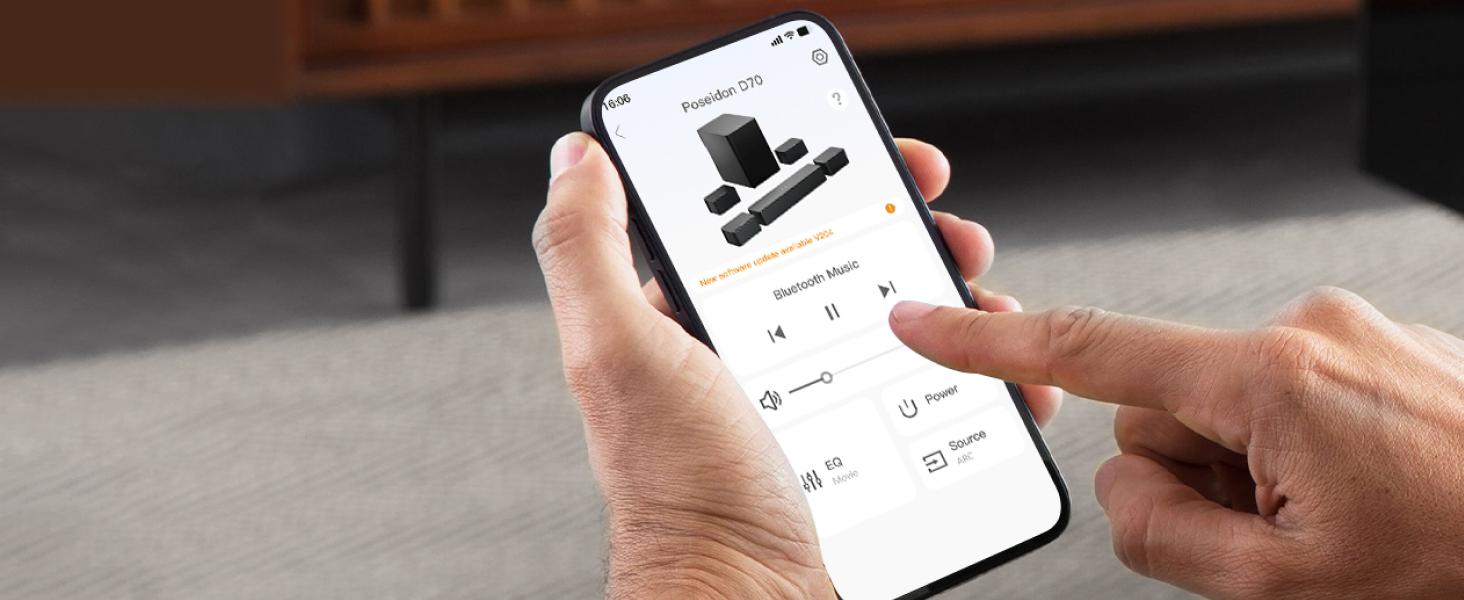 ULTIMEA Poseidon D70 7.1ch Soundbar with Wireless 6.5" Subwoofer, Surround Sound System for TV, App Control, 410W Peak Power, Soundbar for TV, Movie, Music, 4 Wired Surround Speakers, Bassx, Home Theater Sound System, Bluetooth, HDMI, AUX, APP Control