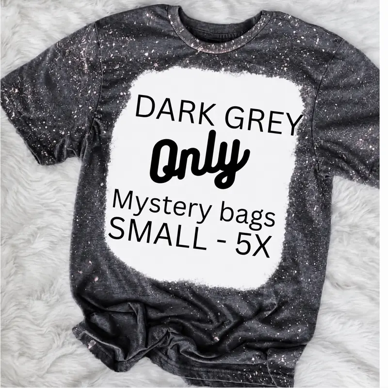 DARK GREY Bleached SINGLE T-Shirt - PLUS SIZE Small - 5X Mystery Tee Bleached or Unbleached, Mama-Focused, Faith-Inspired, Love-Themed, Polyester-Blend Fabric, Petty Style, Valentine Day Top with Matching Bag