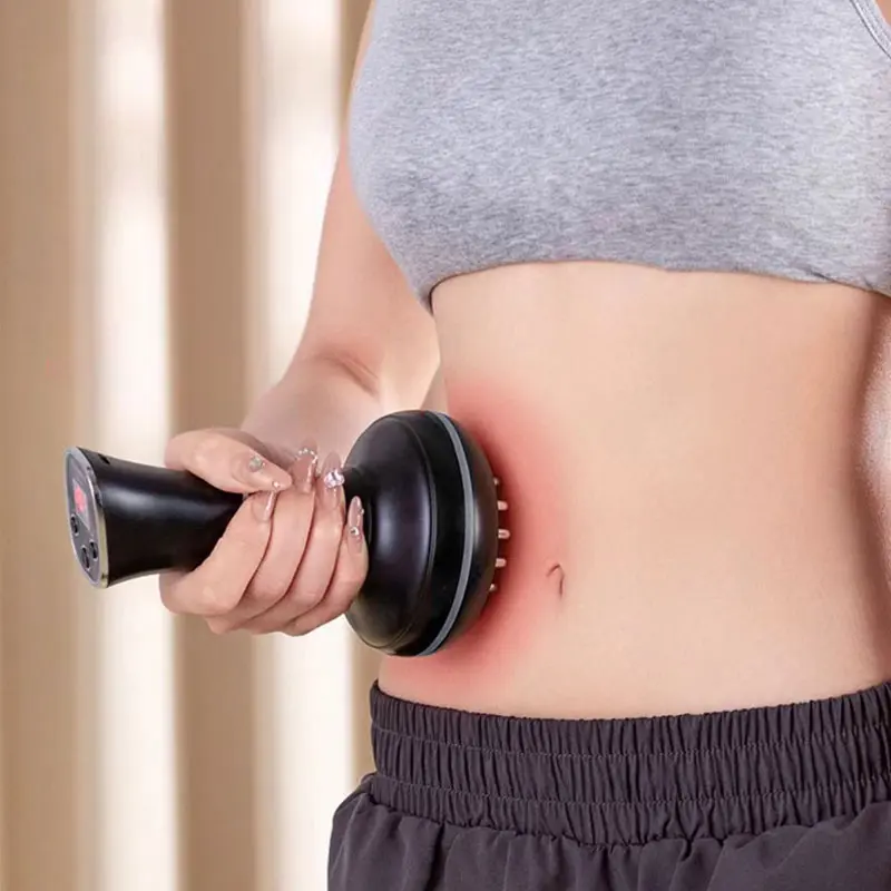 Handheld Battery-Powered Comfort Massager with Heat & Vibration - 4 Modes, 12 Levels Adjustable Intensity, Brush Attachment - Beauty Products for Neck Pain Relief, Abdominal Massage Devices, Self-Care Gifts