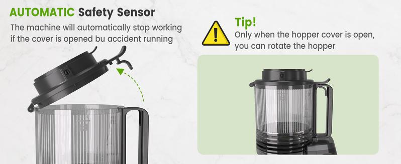 Cold Press Juicer, 6.5" Wide Feed Chute Juice Extractor Machine with Handle, High Juice Yield, 350W Professional Slow Masticating Juicer for Whole Vegetables & Fruits, Easy to Clean for Batch Juicing