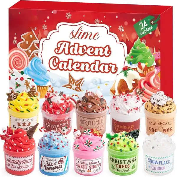 Halloween Fall Gift 2026 Advent Calendar 2025-24 Days of Slime and Charms Kit - Valentine Countdown Calendars Gifts for Girls Boys Kids Teens Toddlers
